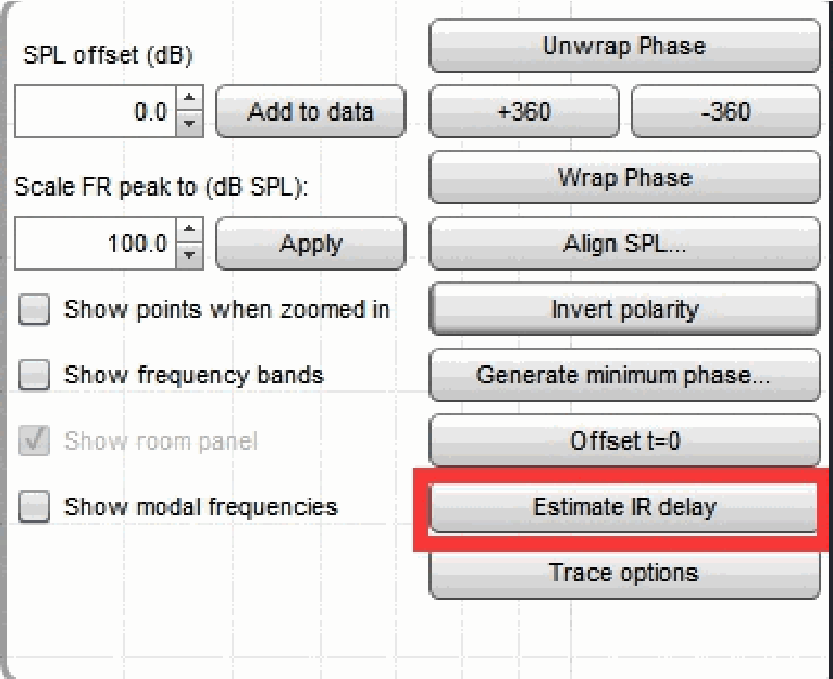 REW Estimate IR delay 延时估算入口示意图